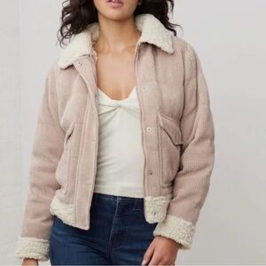 UpWest Corduroy Blush Bomber Sherpa Lined Jacked Size Medium EUC
